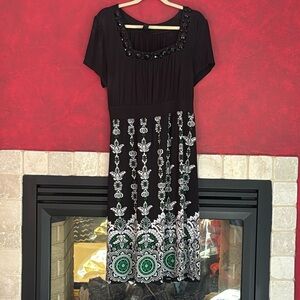 2X WOMANS Style & Co. easy wear poly/spandex short sleeve Dress Embellished tie